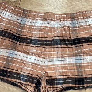 Victoria Secret Plaid Boxer Shorts in Brown and Black